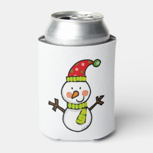 cute Christmas snowman - festive Can Cooler