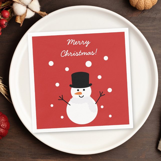 Cute Christmas Snowman Festive Holiday Party Napkin (Creator Uploaded)