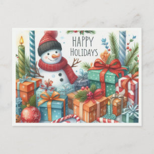 Cute Christmas Snowman Happy Holidays Postcard