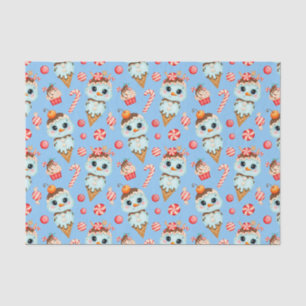 Cute Christmas Snowman Ice Cream and Candy Canes Tissue Paper