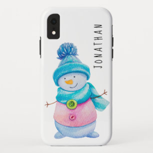 Cute Christmas Snowman Illustration Personalised Case-Mate iPhone Case