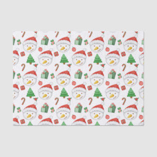 Cute Christmas Snowman in Santa's Hat White Tissue Paper