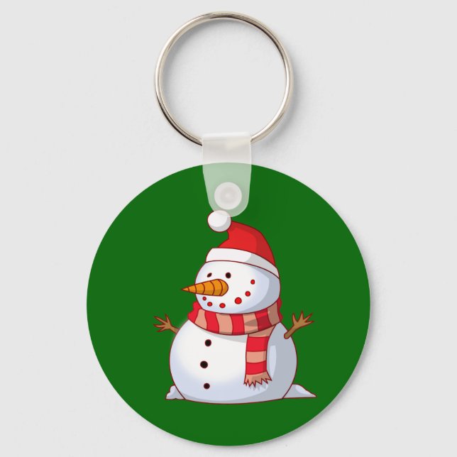 Cute Christmas Snowman Key Ring (Front)
