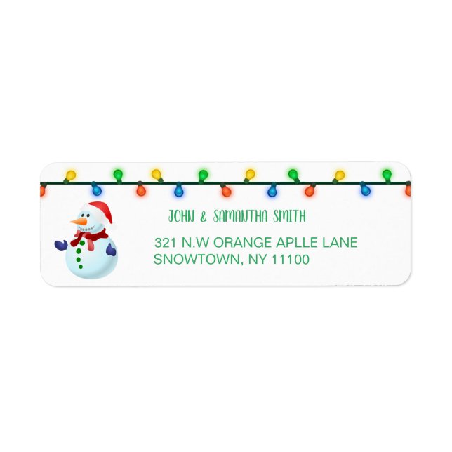 Cute Christmas Snowman  Label (Front)