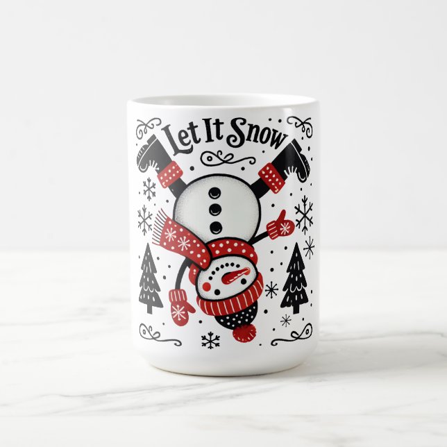 Cute Christmas Snowman Let It Snow Coffee Mug (Center)