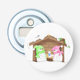 Cute Christmas Snowman Manger Bottle Opener