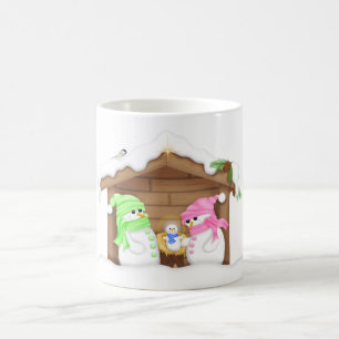 Cute Christmas Snowman Manger Coffee Mug