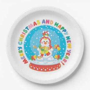 Cute Christmas Snowman Paper Plate