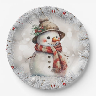 Cute Christmas Snowman  Paper Plate