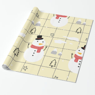 Cute Christmas Snowman Pattern  Wrapping Paper