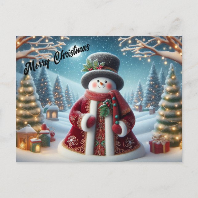 Cute Christmas Snowman Postcard (Front)