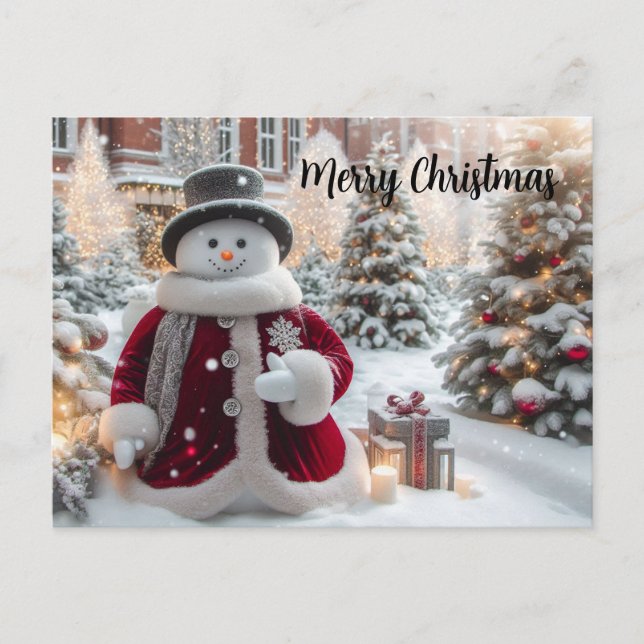 Cute Christmas Snowman Postcard (Front)
