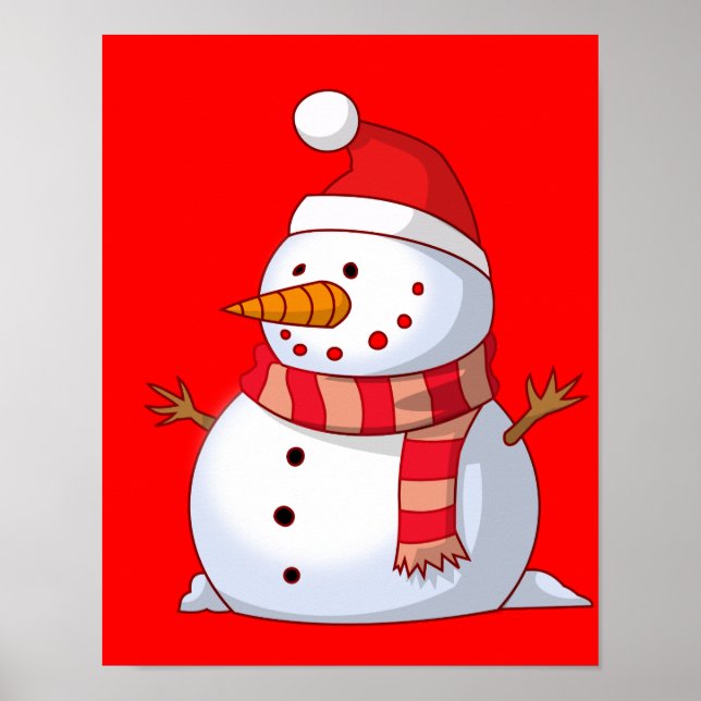 Cute Christmas Snowman Poster (Front)