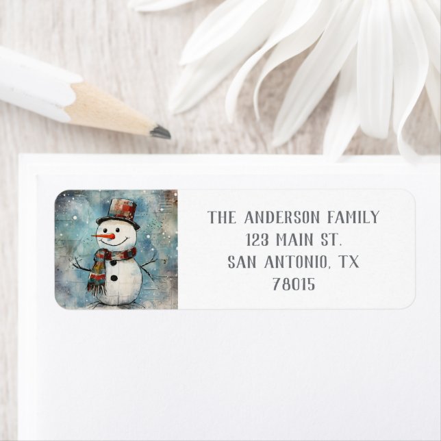 Cute Christmas Snowman Return Address (Insitu)