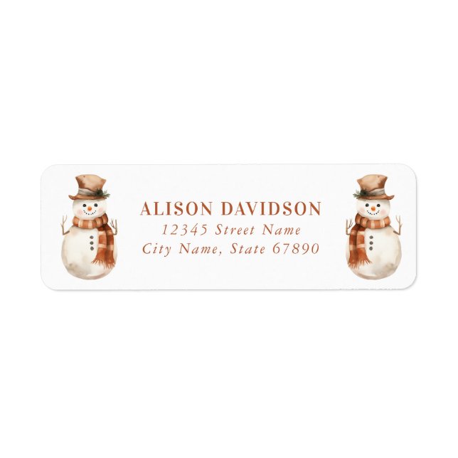 Cute Christmas Snowman Return Address Labels (Front)