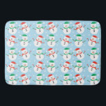 Cute Christmas Snowman Snowflake Pattern Bath Mat<br><div class="desc">This is an illustration of cute snowmen with winter hats and scarves on. Inspired by my moms favourite Christmas decorations snowmen! They were all over my house growing up. So I figured what better way to celebrate Christmas with a snowy snowman design!</div>