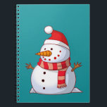 Cute Christmas Snowman Spiral Notebook<br><div class="desc">A cute Christmas snowman who is kind of chubby and jolly wearing  a striped scarf and a red christmas hat. Festive and fun.</div>
