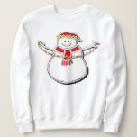 Cute Christmas Snowman Sweatshirt<br><div class="desc">Creative Christmas holiday shirt featuring a cute snowman holding a string of popcorn.</div>