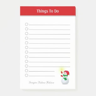Cute Christmas Snowman Things To Do Post-it Notes