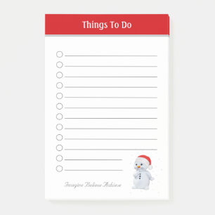 Cute Christmas Snowman Things To Do Post-it Notes