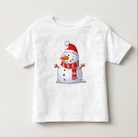 Cute Christmas Snowman Toddler T-Shirt<br><div class="desc">A cute Christmas snowman who is kind of chubby and jolly wearing  a striped scarf and a red christmas hat. Festive and fun.</div>
