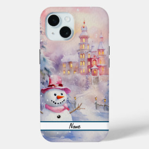 Cute Christmas Snowman Tough iPhone 15 Case