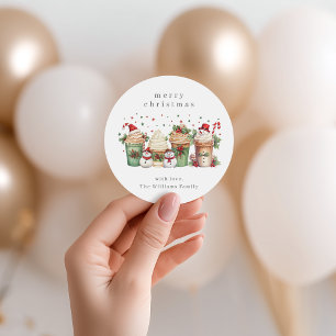 Cute Christmas Snowman Watercolor Classic Round Sticker