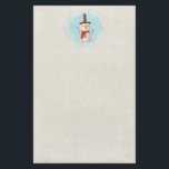 Cute Christmas Snowman Waving And Smiling Stationery<br><div class="desc">safari / zoo adventure themed writing paper.

Holiday themed stationery with a cute snowman illustration. He is wearing a black stovepipe hat,  holding a classic corn cob pipe,  and wearing a red scarf. Standing in the cold white snow smiling and waving hello. Set on an off white background.</div>