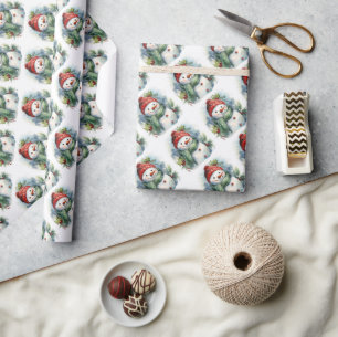 Cute Christmas Snowman Wrapping Paper
