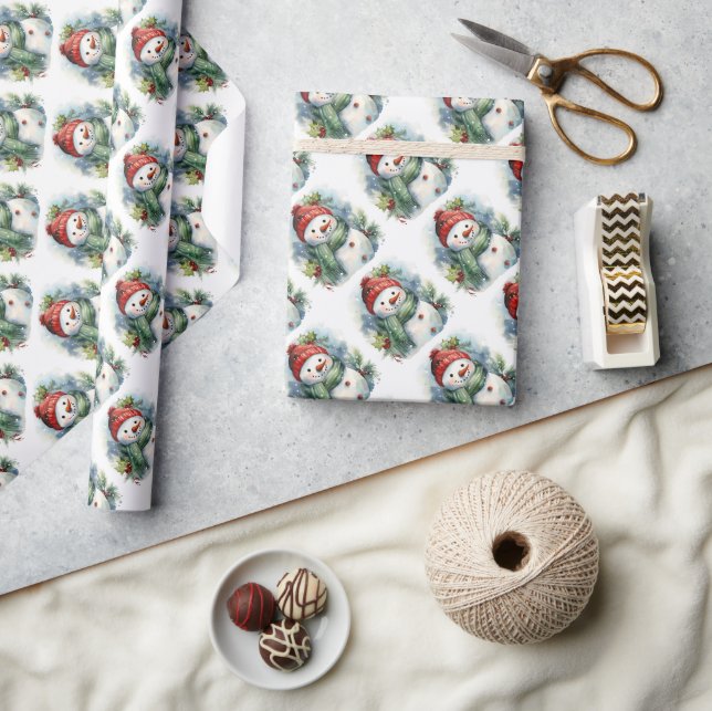 Cute Christmas Snowman  Wrapping Paper (Crafts)