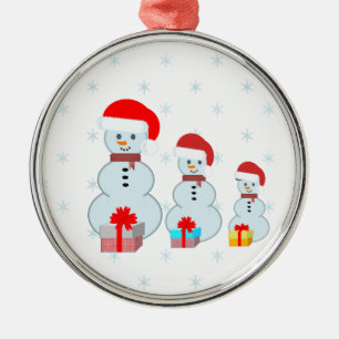Cute Christmas Snowmen and snowflakes Metal Tree Decoration