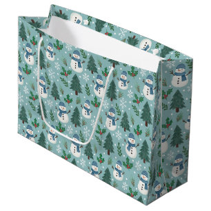 Cute Christmas Snowmen Pattern Large Gift Bag
