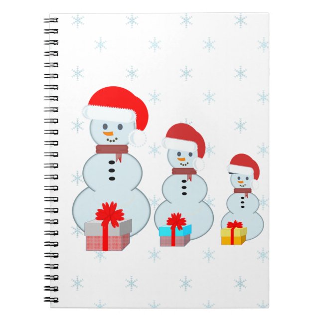 Cute Christmas Snowmen Spiral Notebook (Front)