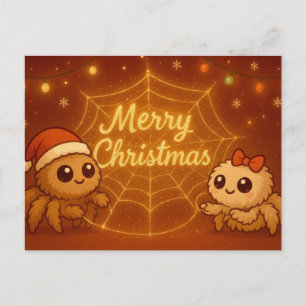 Cute Christmas Spider Couple Holiday Postcard