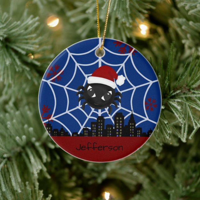 Cute Christmas Spider Personalised  Ceramic Tree Decoration (Tree)
