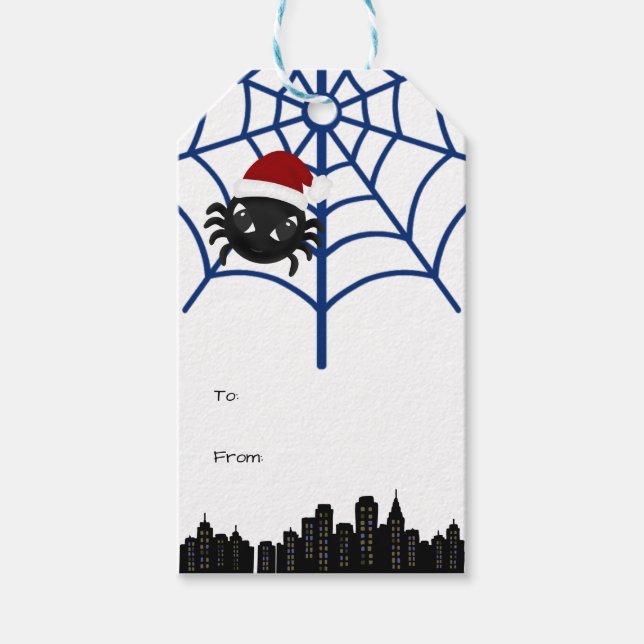 Cute Christmas Spider Personalised Gift Tag (Front)