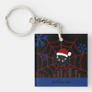 Cute Christmas Spider Personalised Key Ring