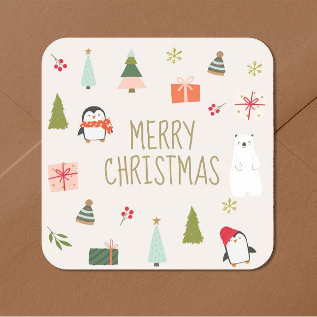 Cute Christmas   Square Sticker (Creator Uploaded)
