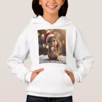 Cute Christmas Squirrel Hoodie for Girls
