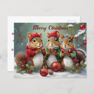 Cute Christmas Squirrels Charming  Postcard