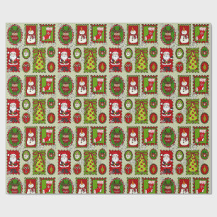 Cute Christmas Stamps Wrapping Paper