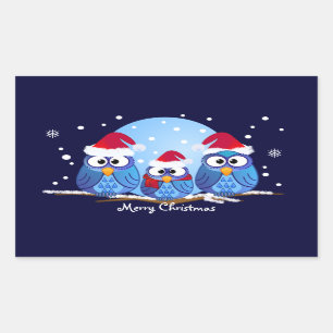Cute Christmas sticker with Owls