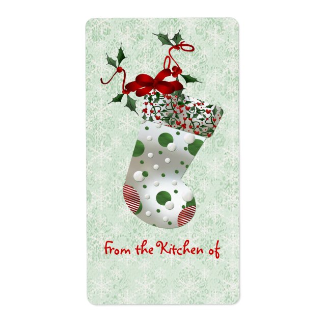 Cute Christmas Stocking and Holly Kitchen Labels (Front)