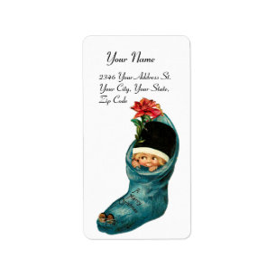 Cute Christmas Stocking ,Little Child,White Red Label