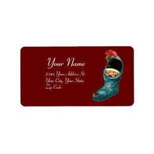 Cute Christmas Stocking ,Little Child,White Red Label