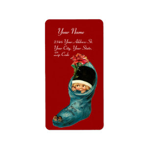 Cute Christmas Stocking ,Little Child,White Red Label