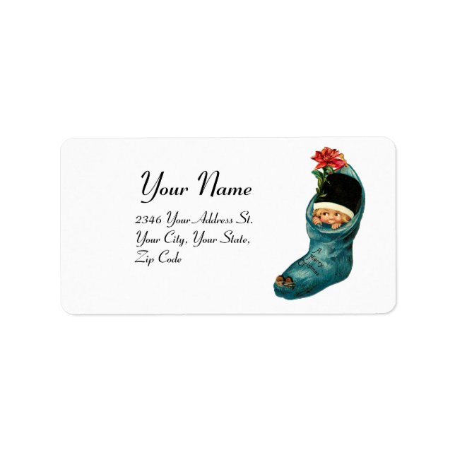 Cute Christmas Stocking ,Little Child,White Red Label (Front)