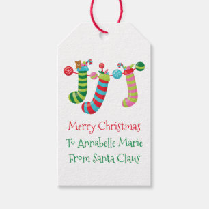 Cute Christmas Stockings Custom Holiday Party Gift Tags