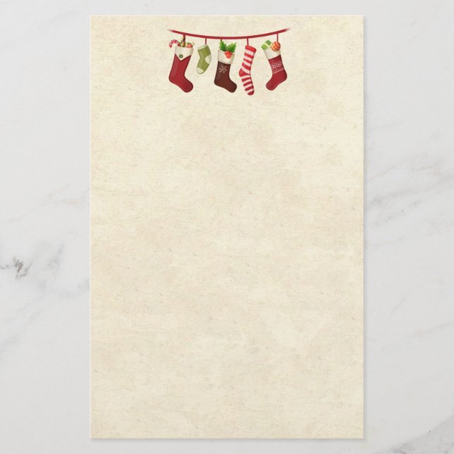 Cute Christmas Stockings Stationery (Front)