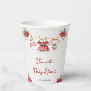Cute Christmas Sweet Santa Baby Girl Baby Shower Paper Cups
